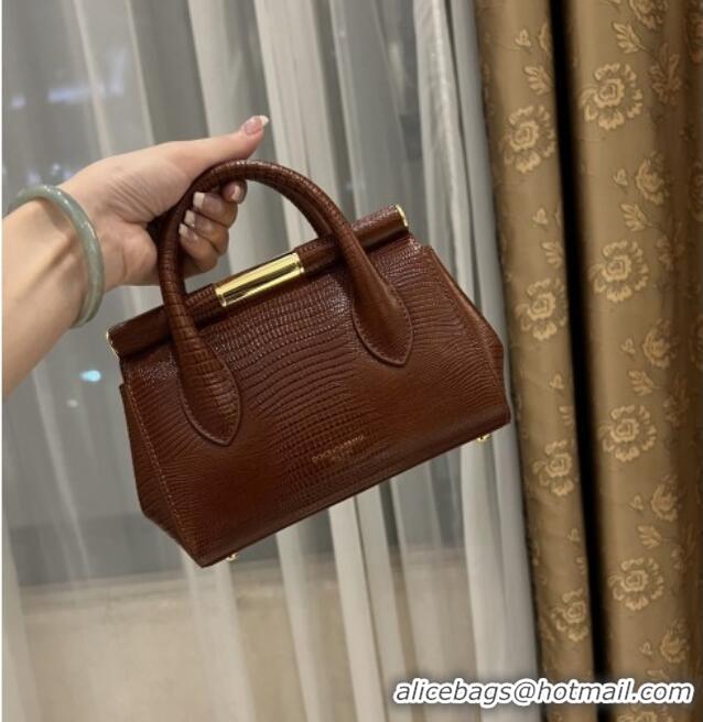 Well Crafted Dolce&Gabbana Marlene Day Mini Handbag in Lizard Pattern Calfskin D1708 Brown 2025
