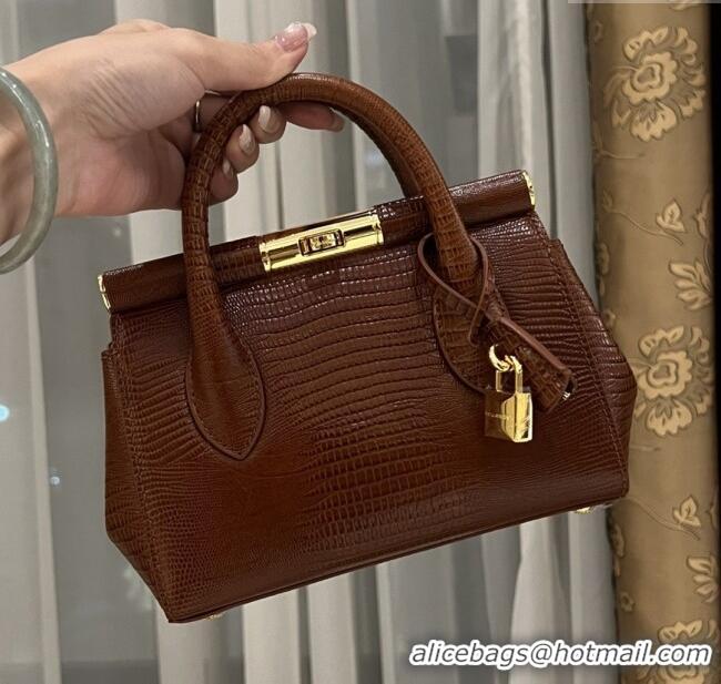 Well Crafted Dolce&Gabbana Marlene Day Mini Handbag in Lizard Pattern Calfskin D1708 Brown 2025