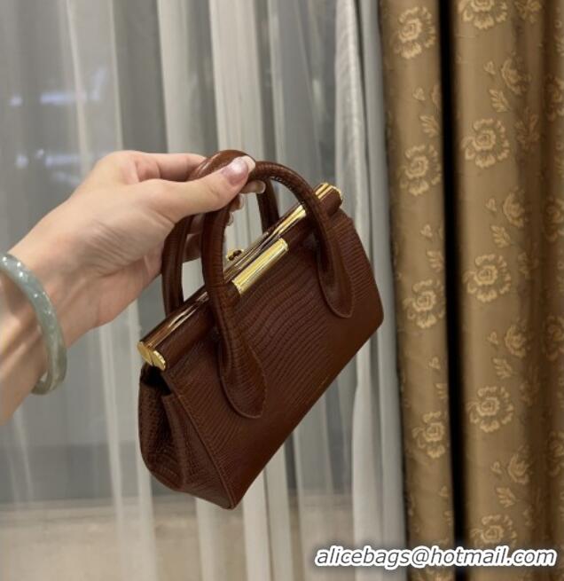 Well Crafted Dolce&Gabbana Marlene Day Mini Handbag in Lizard Pattern Calfskin D1708 Brown 2025
