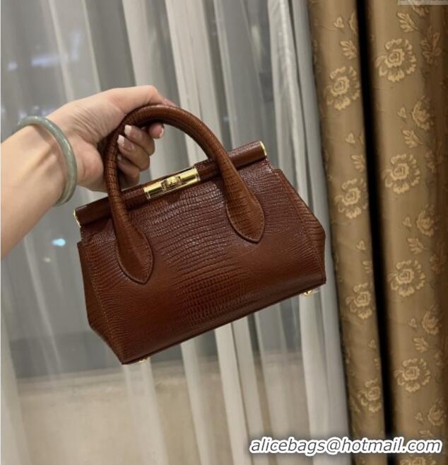 Well Crafted Dolce&Gabbana Marlene Day Mini Handbag in Lizard Pattern Calfskin D1708 Brown 2025