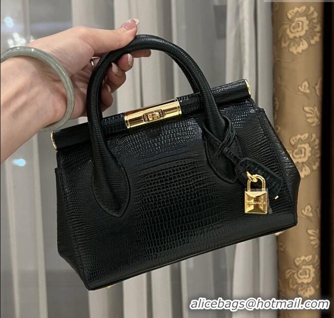 Luxury Cheap Dolce&Gabbana Marlene Day Mini Handbag in Lizard Pattern Calfskin D1708 Dark Green 2025
