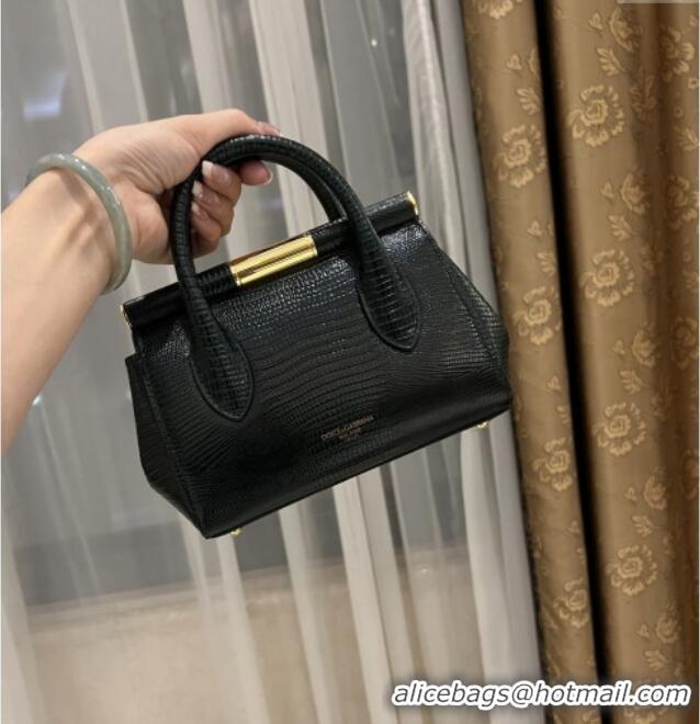 Luxury Cheap Dolce&Gabbana Marlene Day Mini Handbag in Lizard Pattern Calfskin D1708 Dark Green 2025