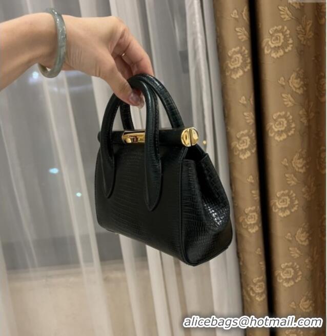 Luxury Cheap Dolce&Gabbana Marlene Day Mini Handbag in Lizard Pattern Calfskin D1708 Dark Green 2025