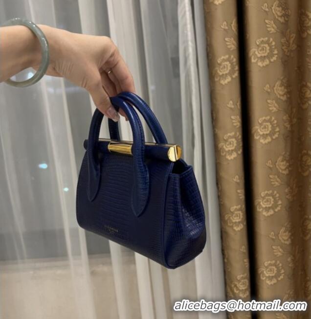 Pretty Style Dolce&Gabbana Marlene Day Mini Handbag in Lizard Pattern Calfskin D1708 Navy Blue 2025