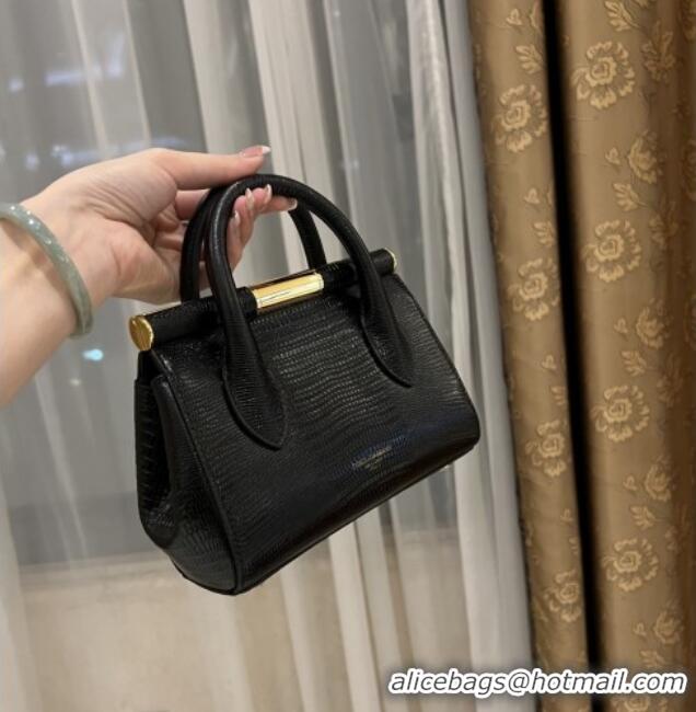 Top Grade Dolce&Gabbana Marlene Day Mini Handbag in Lizard Pattern Calfskin D1708 Black 2025