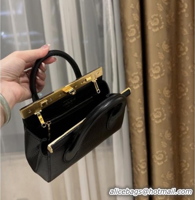 Top Grade Dolce&Gabbana Marlene Day Mini Handbag in Lizard Pattern Calfskin D1708 Black 2025