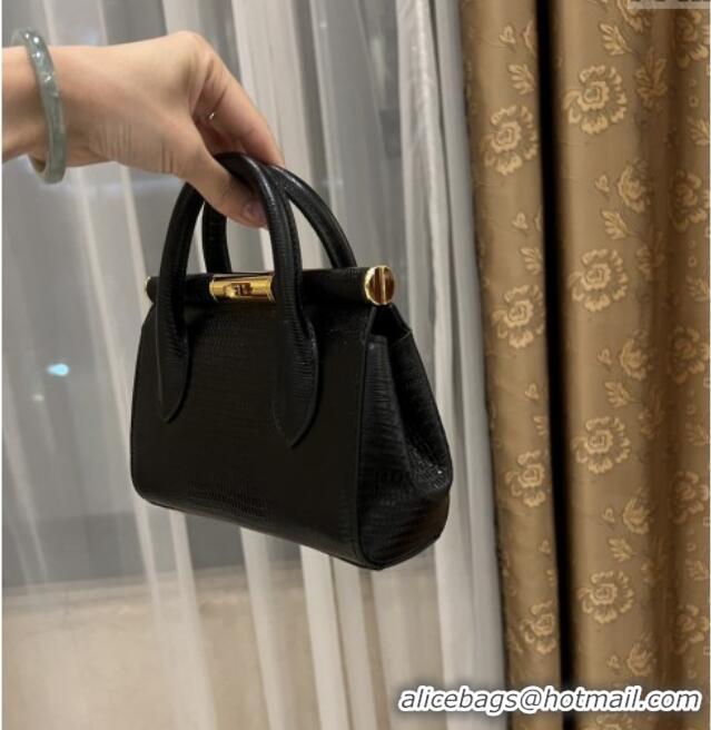 Top Grade Dolce&Gabbana Marlene Day Mini Handbag in Lizard Pattern Calfskin D1708 Black 2025