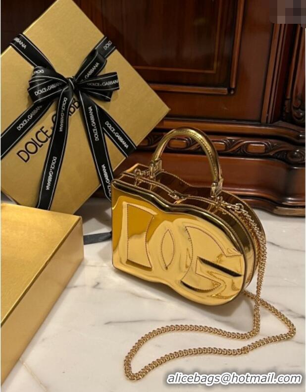 Luxury Discount Dolce&Gabbana Box Bag in Patent Calfskin D1709 Gold 2025