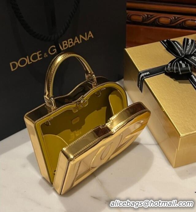 Luxury Discount Dolce&Gabbana Box Bag in Patent Calfskin D1709 Gold 2025