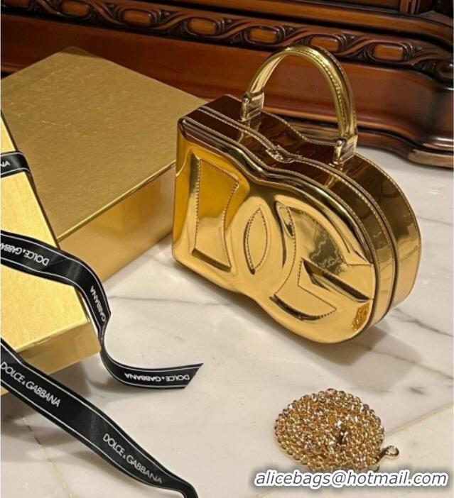 Luxury Discount Dolce&Gabbana Box Bag in Patent Calfskin D1709 Gold 2025