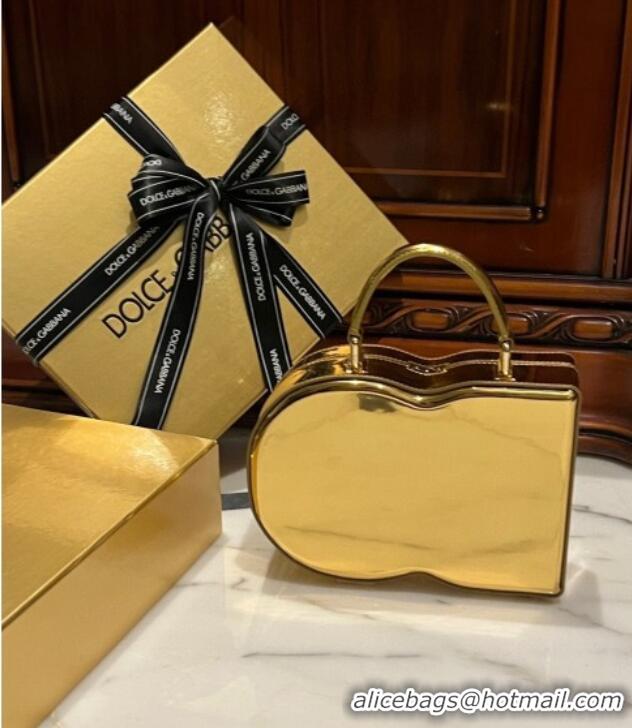 Luxury Discount Dolce&Gabbana Box Bag in Patent Calfskin D1709 Gold 2025