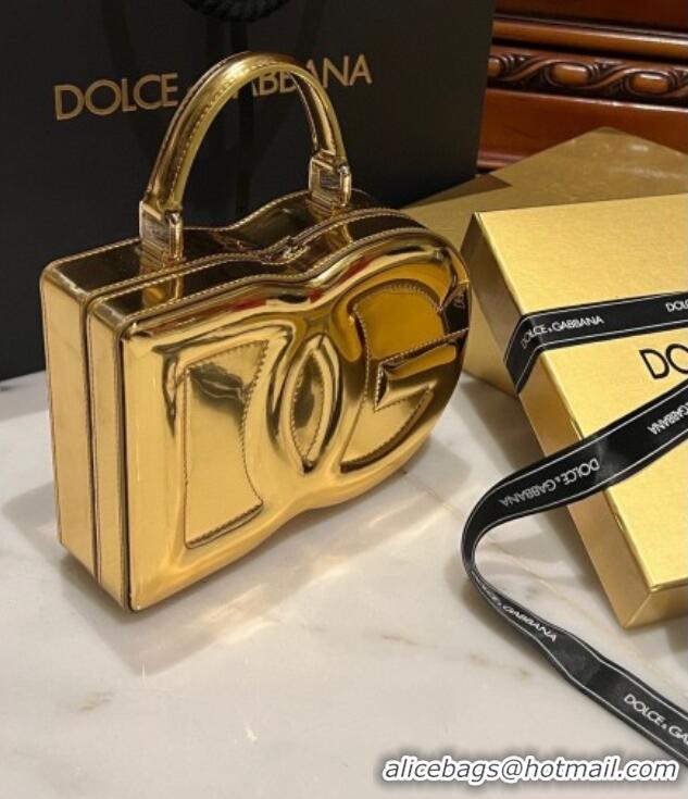 Luxury Discount Dolce&Gabbana Box Bag in Patent Calfskin D1709 Gold 2025