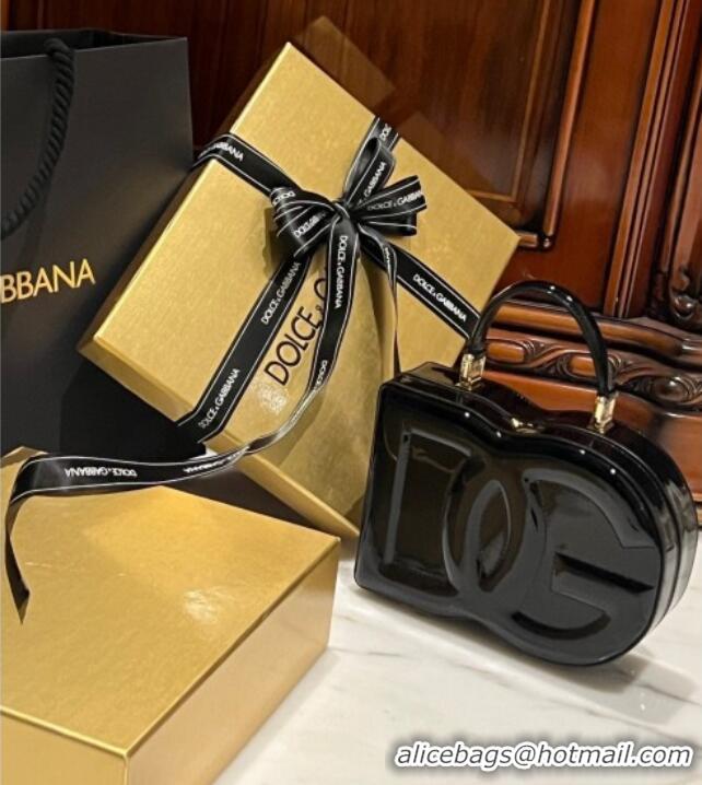 Modern Classic Dolce&Gabbana Box Bag in Patent Calfskin D1709 Black 2025