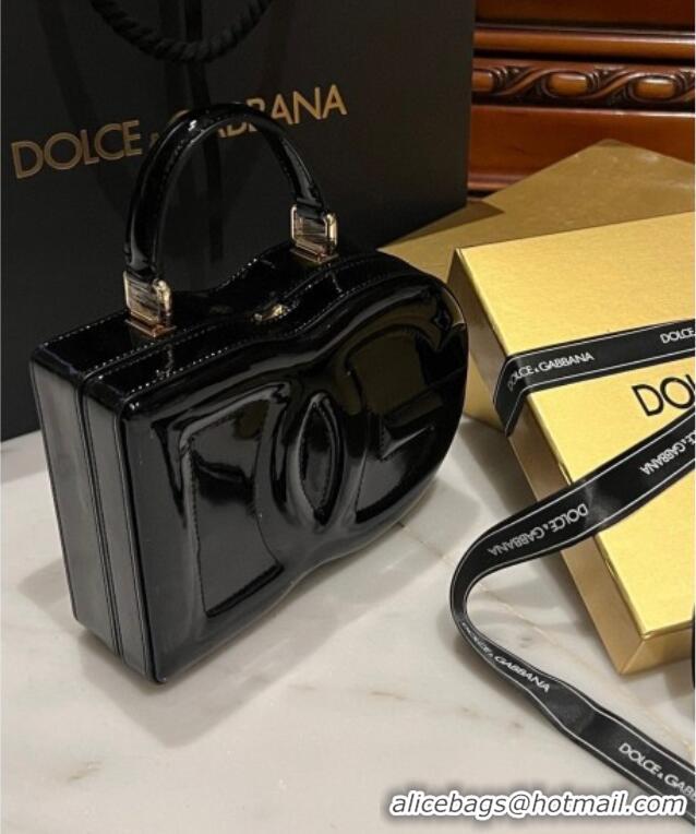 Modern Classic Dolce&Gabbana Box Bag in Patent Calfskin D1709 Black 2025