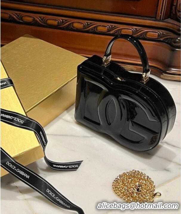 Modern Classic Dolce&Gabbana Box Bag in Patent Calfskin D1709 Black 2025