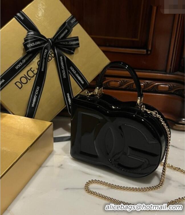 Modern Classic Dolce&Gabbana Box Bag in Patent Calfskin D1709 Black 2025