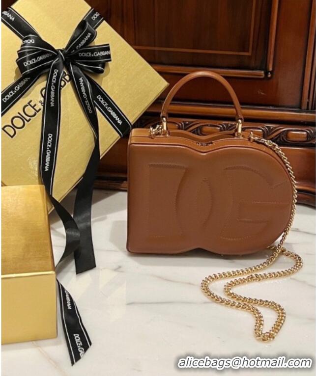 Famous Brand Dolce&Gabbana Box Bag in Smooth Calfskin D1709 Brown 2025