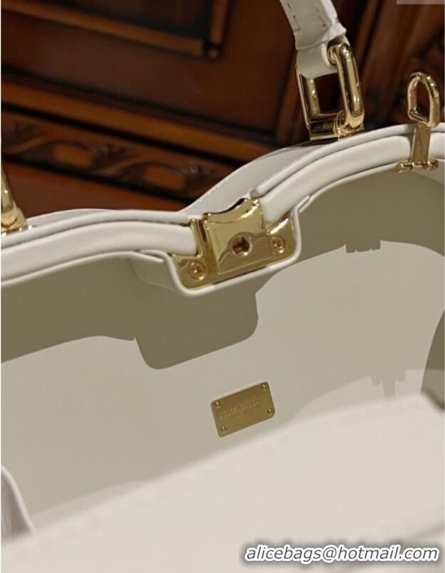 Original Cheap Dolce&Gabbana Box Bag in Smooth Calfskin D1709 White 2025
