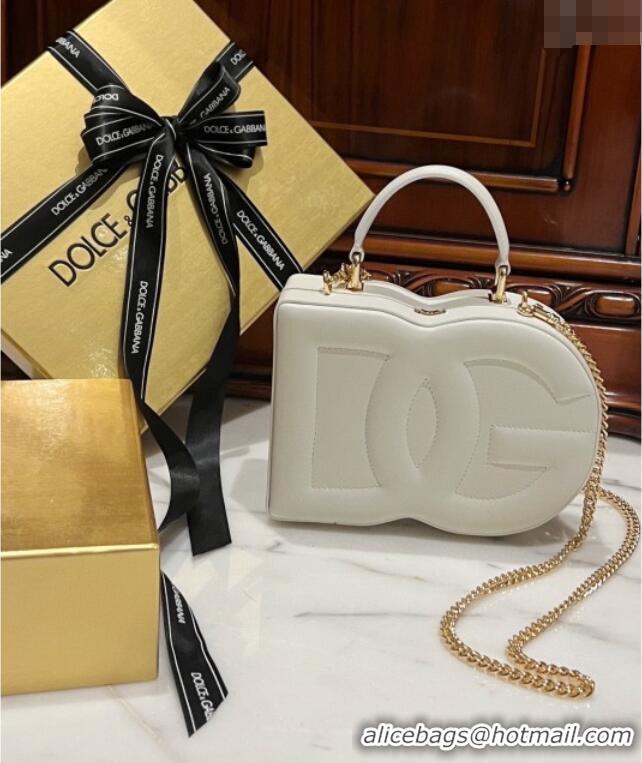 Original Cheap Dolce&Gabbana Box Bag in Smooth Calfskin D1709 White 2025