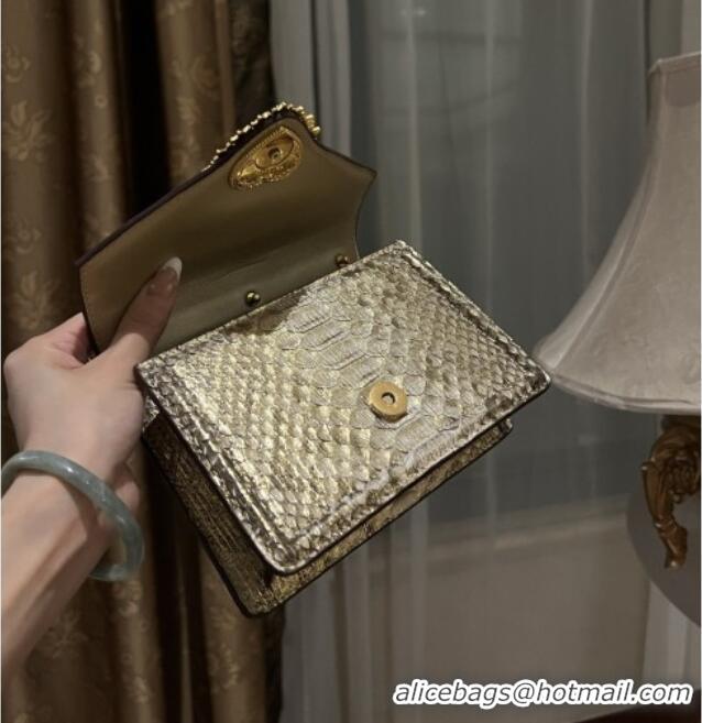 Inexpensive Dolce&Gabbana Small Devotion Crossbody Bag in Python Skin with Top Handle D1924 Grey/Gold 2025