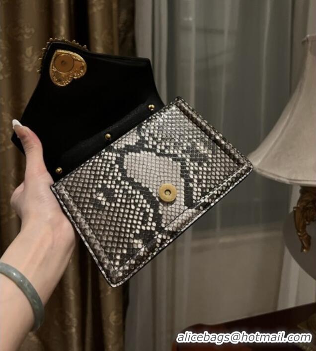 Best Product Dolce&Gabbana Small Devotion Crossbody Bag in Python Skin with Top Handle D1924 Grey/Black 2025