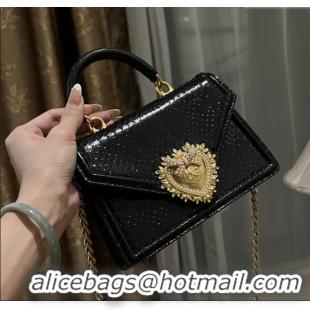 Buy Cheap Dolce&Gabbana Small Devotion Crossbody Bag in Python Skin with Top Handle D1924 Black 2025