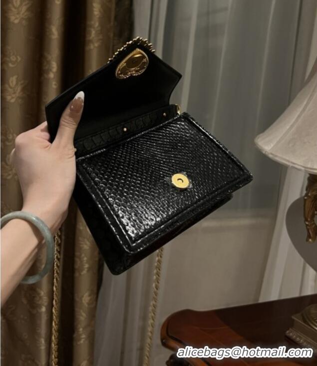 Buy Cheap Dolce&Gabbana Small Devotion Crossbody Bag in Python Skin with Top Handle D1924 Black 2025