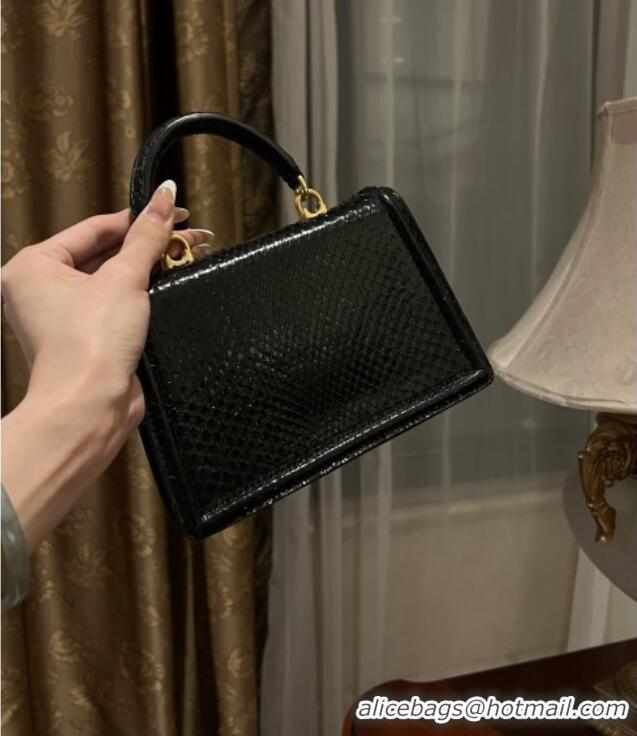 Buy Cheap Dolce&Gabbana Small Devotion Crossbody Bag in Python Skin with Top Handle D1924 Black 2025