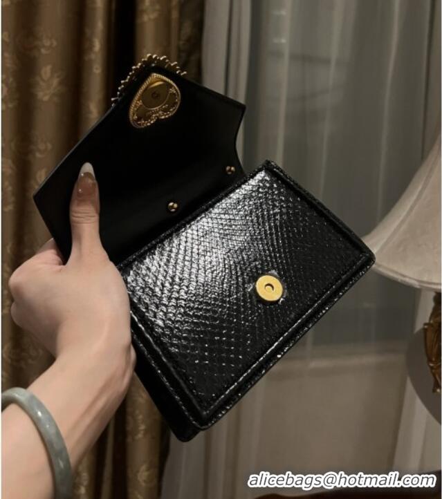 Buy Cheap Dolce&Gabbana Small Devotion Crossbody Bag in Python Skin with Top Handle D1924 Black 2025