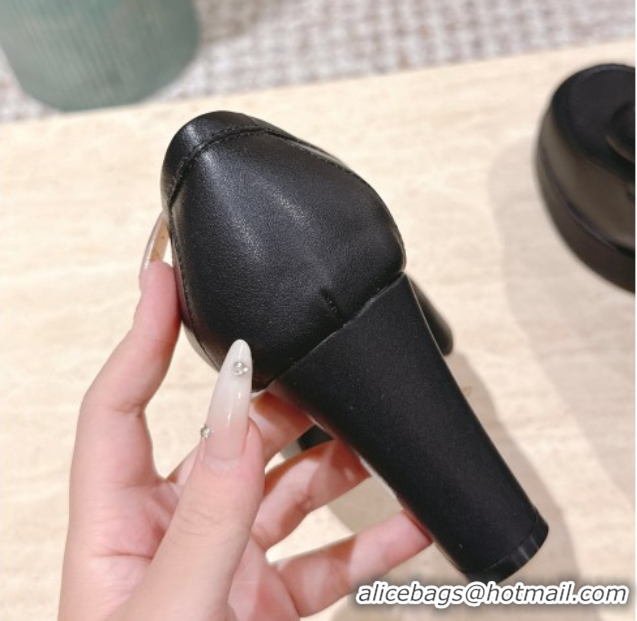 Classic Hot Chanel Lambskin Platform Pumps 9cm with CC Foldover Black 2025 G46692