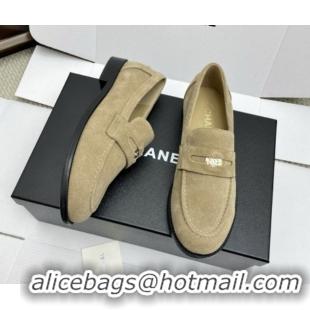 Top Grade Chanel Mocassins Loafers in Suede G46362 Light Brown