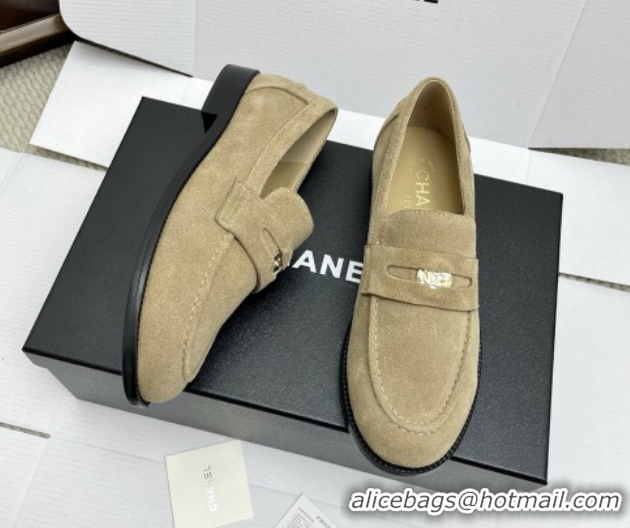 Top Grade Chanel Mocassins Loafers in Suede G46362 Light Brown