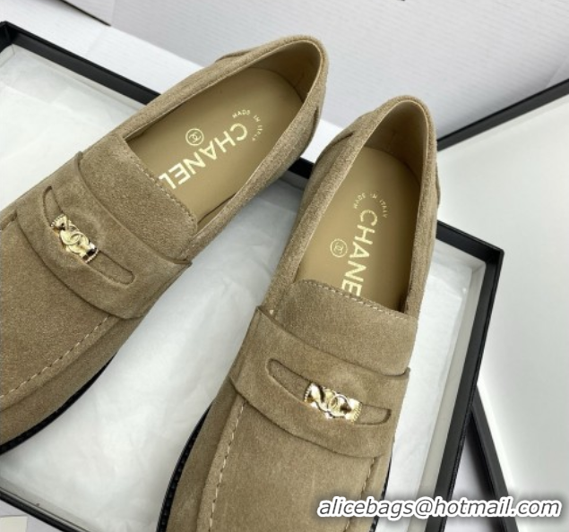 Top Grade Chanel Mocassins Loafers in Suede G46362 Light Brown