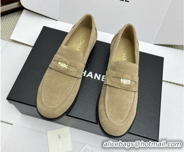 Top Grade Chanel Mocassins Loafers in Suede G46362 Light Brown