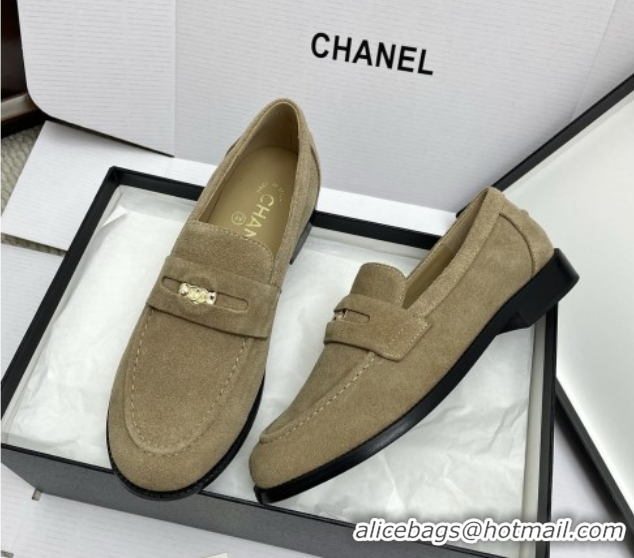 Top Grade Chanel Mocassins Loafers in Suede G46362 Light Brown