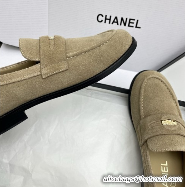 Top Grade Chanel Mocassins Loafers in Suede G46362 Light Brown