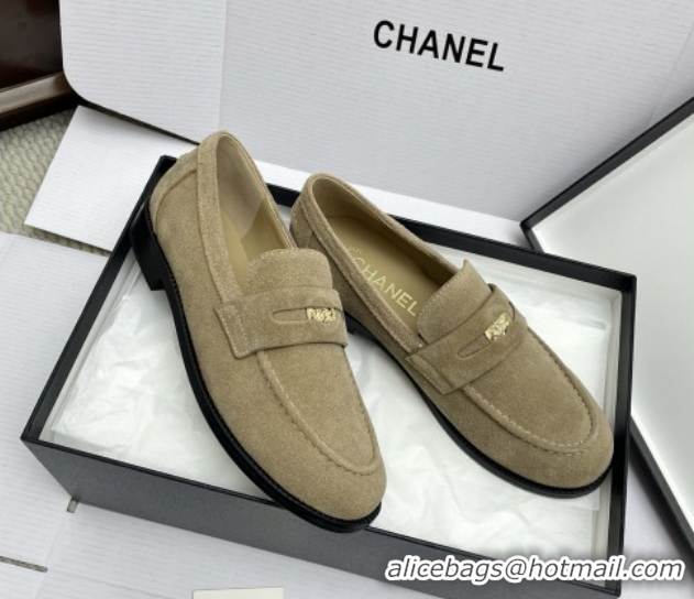 Top Grade Chanel Mocassins Loafers in Suede G46362 Light Brown