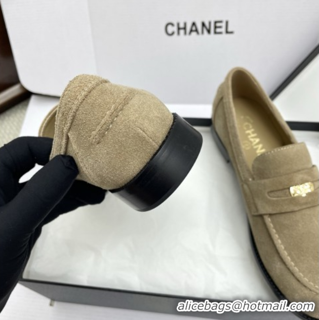 Top Grade Chanel Mocassins Loafers in Suede G46362 Light Brown