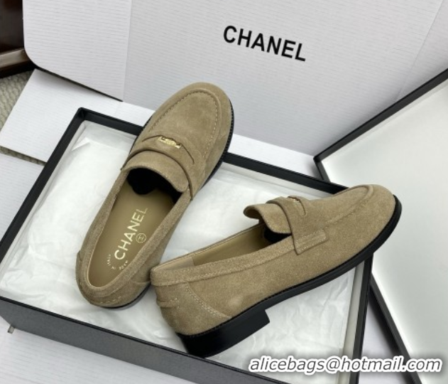Top Grade Chanel Mocassins Loafers in Suede G46362 Light Brown