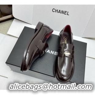 Buy Discount Chanel Mocassins Loafers in Shiny Calfskin G46362 Burgundy