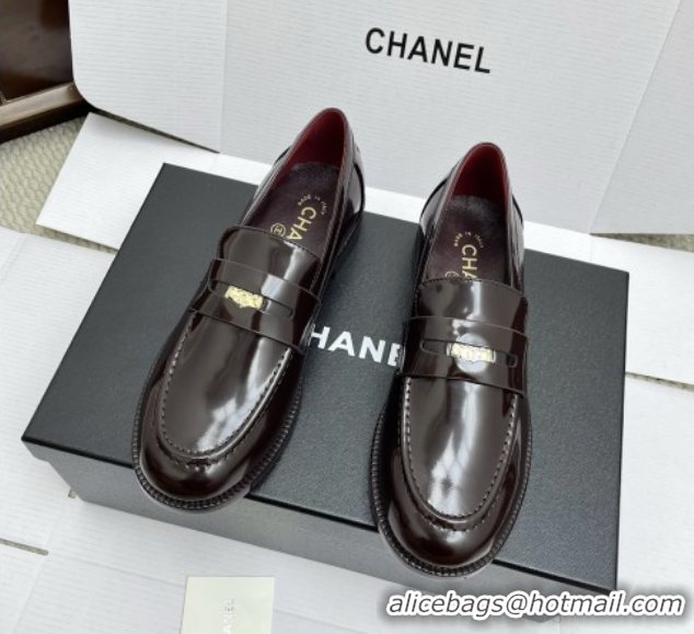 Buy Discount Chanel Mocassins Loafers in Shiny Calfskin G46362 Burgundy