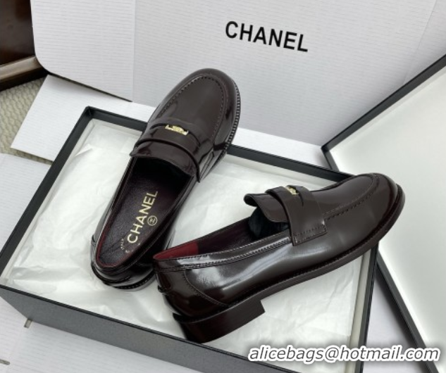 Buy Discount Chanel Mocassins Loafers in Shiny Calfskin G46362 Burgundy