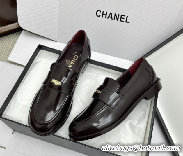 Buy Discount Chanel Mocassins Loafers in Shiny Calfskin G46362 Burgundy