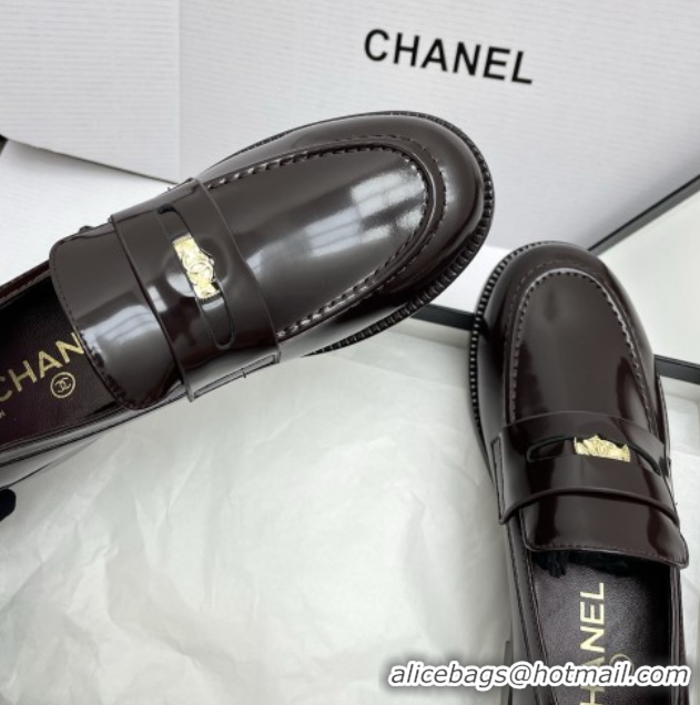 Buy Discount Chanel Mocassins Loafers in Shiny Calfskin G46362 Burgundy