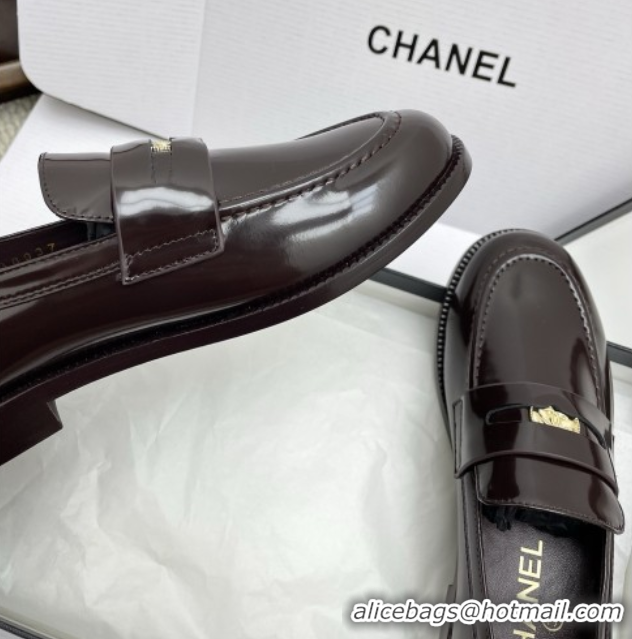 Buy Discount Chanel Mocassins Loafers in Shiny Calfskin G46362 Burgundy