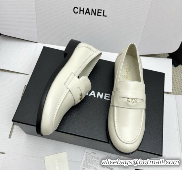 Good Quality Chanel Mocassins Loafers in Smooth Calfskin G46362 White