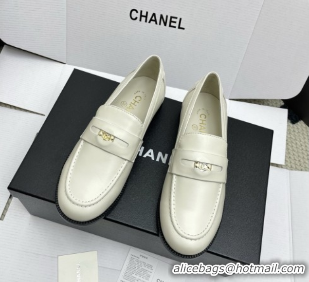Good Quality Chanel Mocassins Loafers in Smooth Calfskin G46362 White