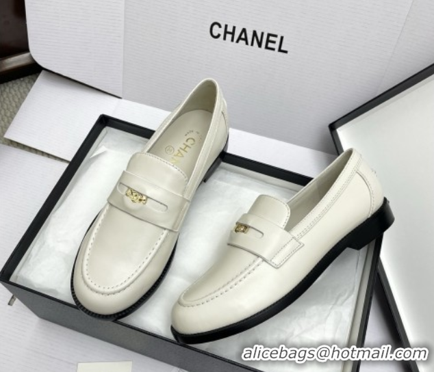 Good Quality Chanel Mocassins Loafers in Smooth Calfskin G46362 White
