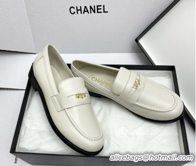 Good Quality Chanel Mocassins Loafers in Smooth Calfskin G46362 White
