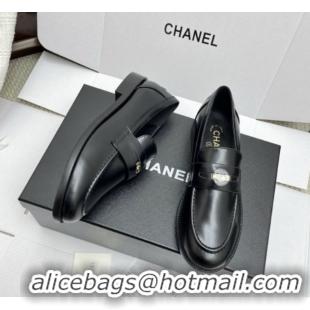 Good Looking Chanel Calfskin Loafers with CC Logo CH9327 Black